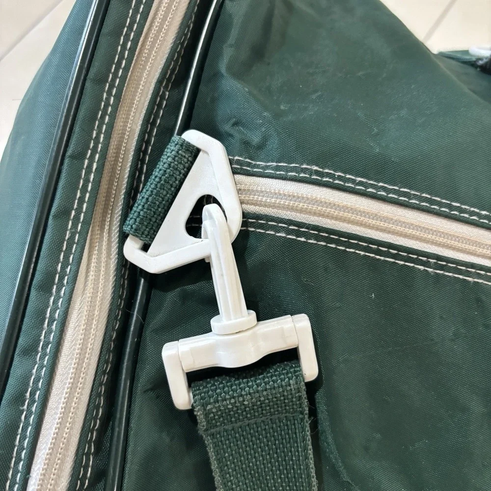 Vintage 80s 90s Adidas Duffle Bag Green Trefoil Gym Bag RARE Zipper Large Gear